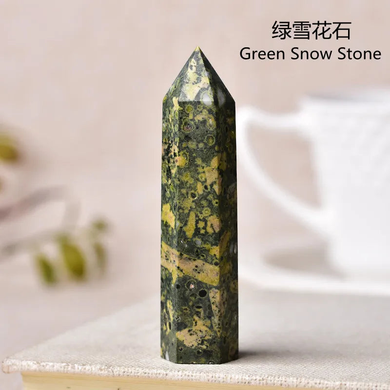 Natural Green Moss Agate Crystal Point - 60-70mm Transparent Quartz Stone for Home Decor, Feng Shui, Jewelry Making & Healing Meditation (1PC)