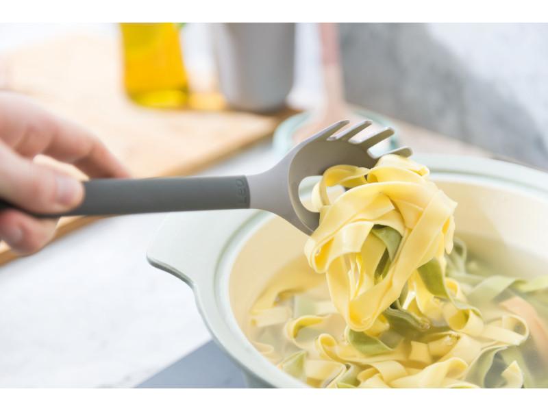 BergHOFF Leo 12.25 Inch Nylon Pasta Spoon - Heat-Resistant, BPA-Free Kitchen Utensil for Cooking, Serving Spaghetti & Pasta - Gray (Perfect for Restaurants, Home Kitchens & Outdoor Dining)