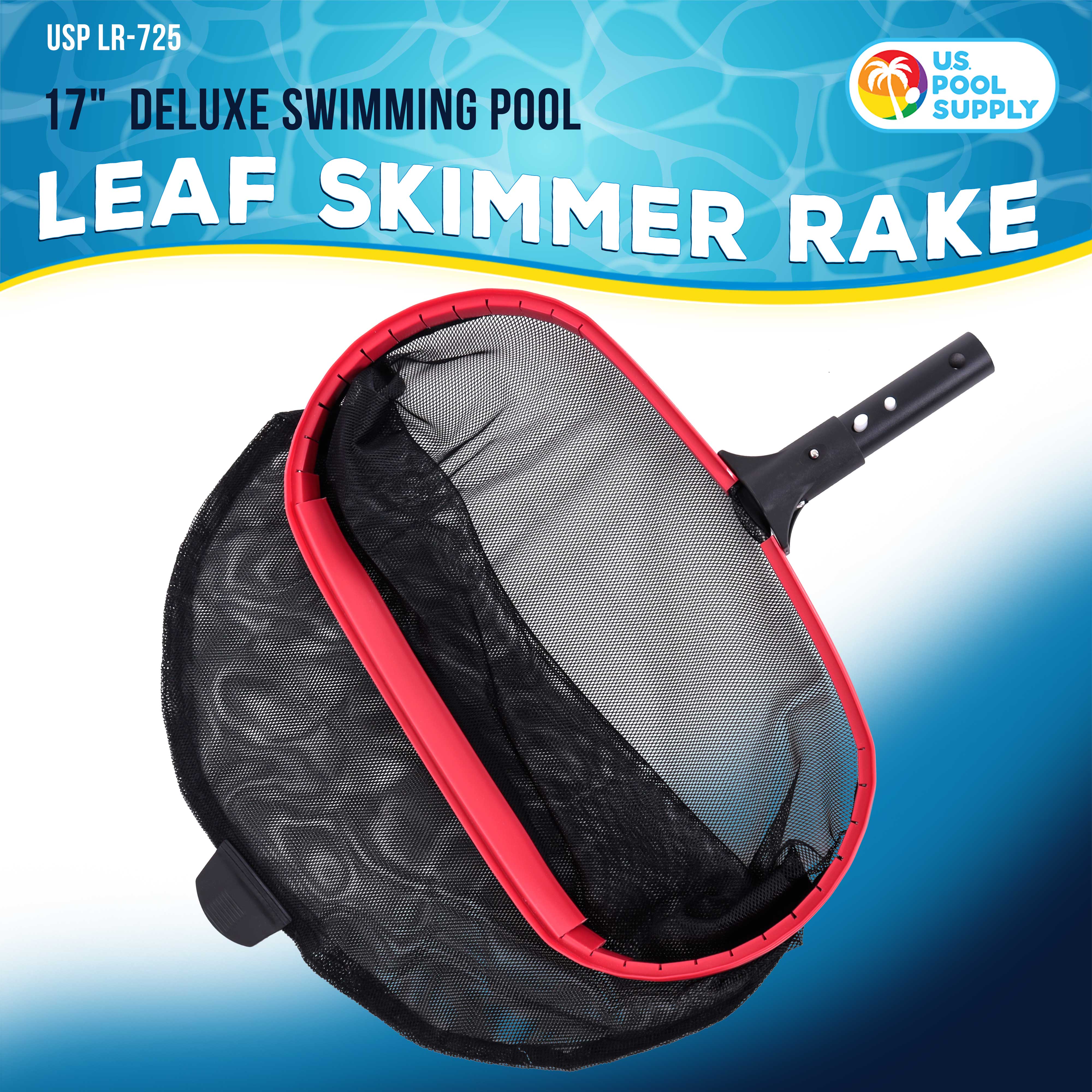 Professional Deluxe Swimming Pool Leaf Skimmer Rake with Deep Net Bag | Heavy Duty Reinforced Aluminum Frame | EZ Clip Handle | Ideal for Pool Cleaning & Maintenance