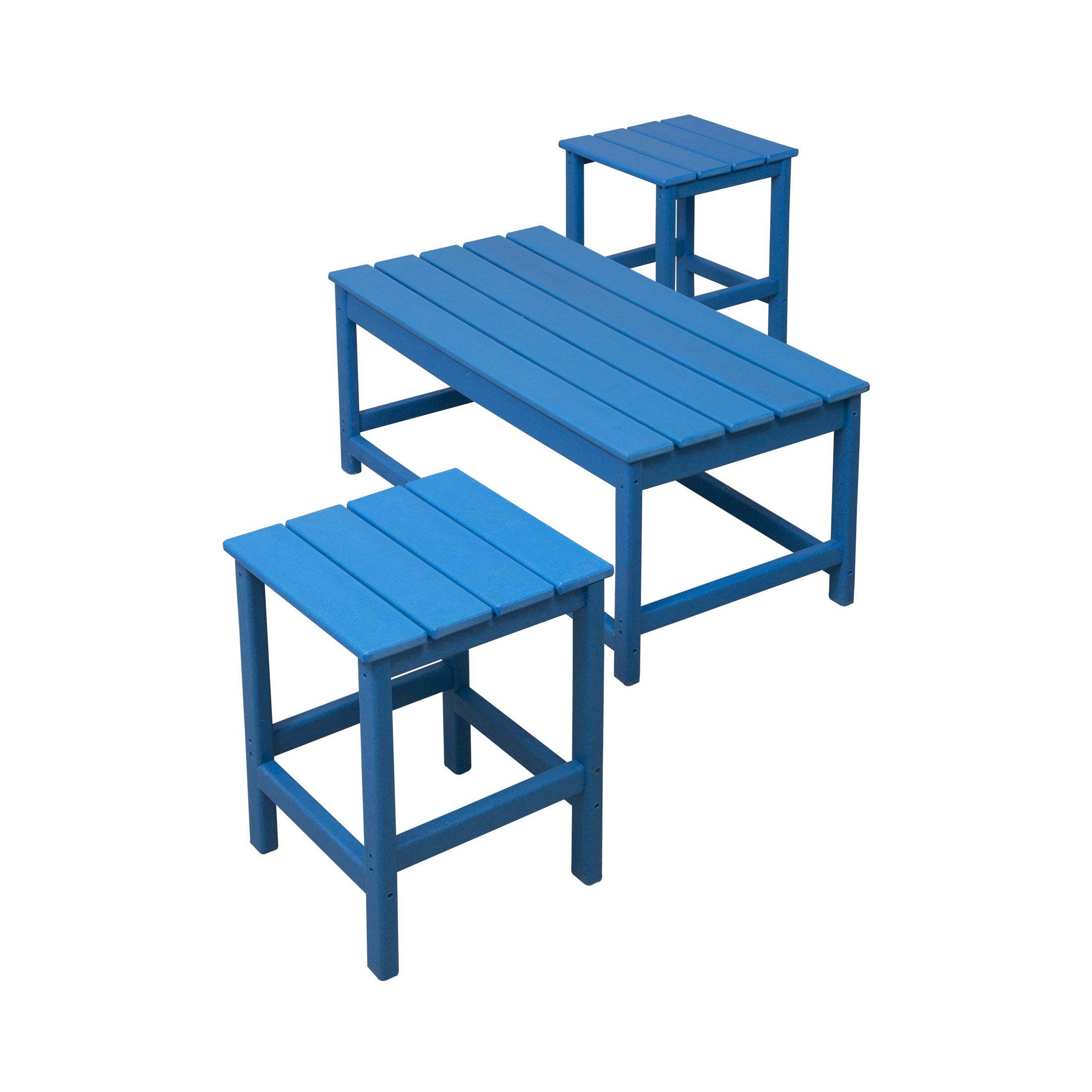 HDPE Outdoor Coffee Table Set for Patio & Garden - Pacific Blue
