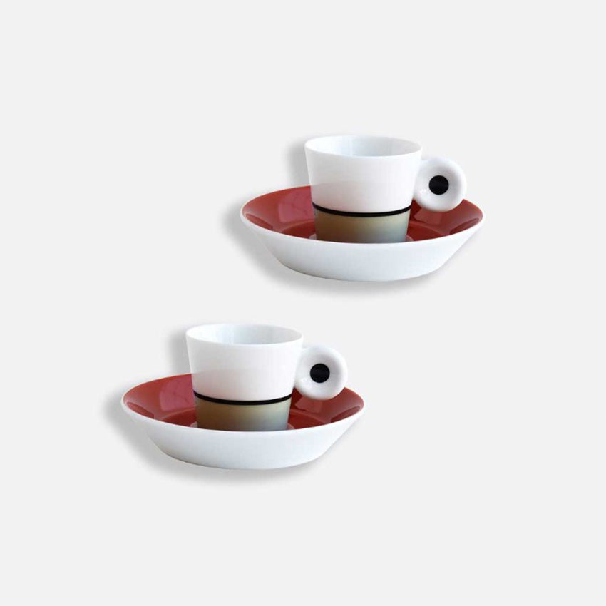Bernardaud Irazu Espresso Cups and Saucers Set of 2 (4 Pieces) - Premium Porcelain Coffee Cups for Home, Cafe & Restaurant Use