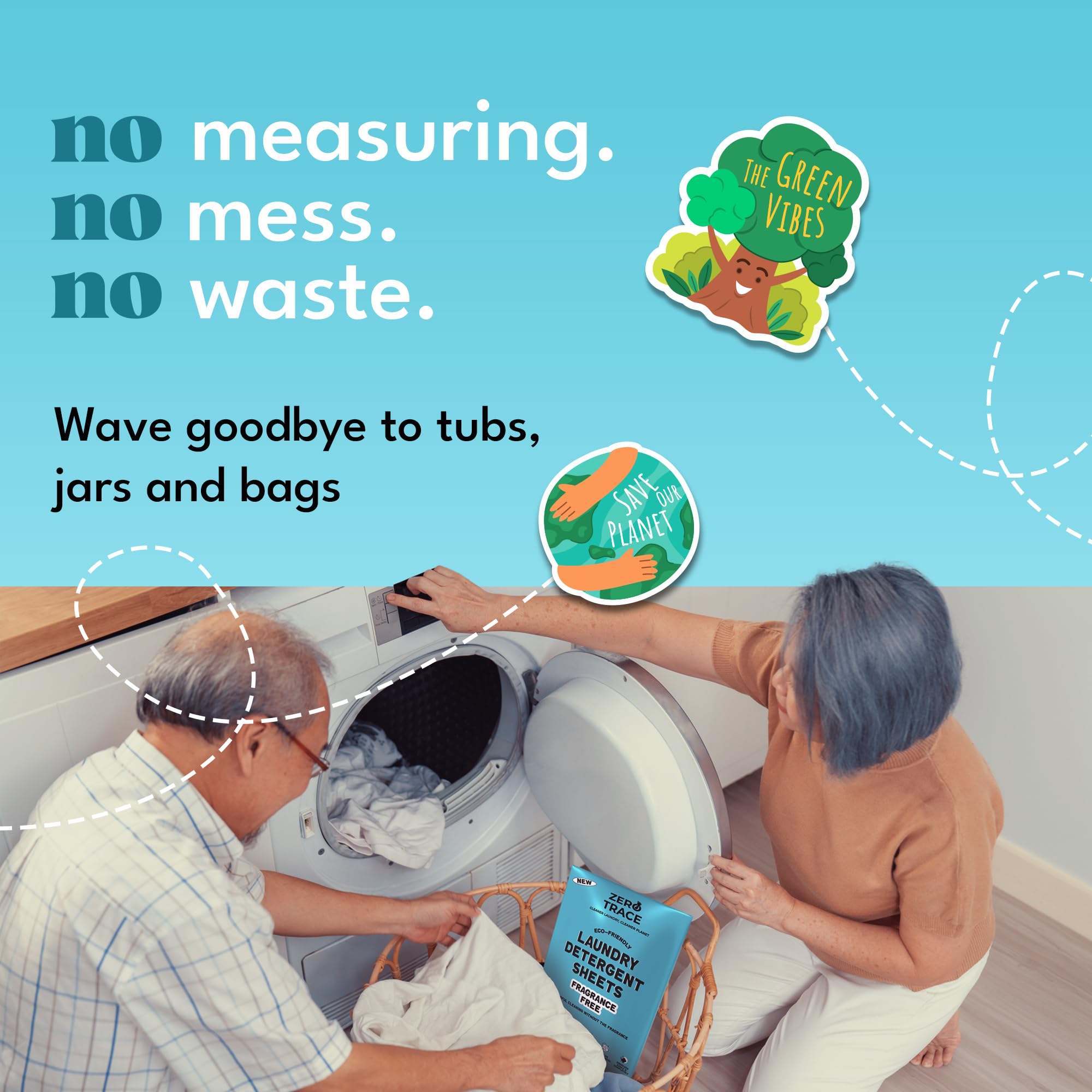 Zero Trace Fragrance-Free Laundry Detergent Sheets | Eco-Friendly Travel Laundry Soap | Ideal for Sensitive Skin & On-the-Go Washing | Perfect for Camping, Hotels, and College Dorms