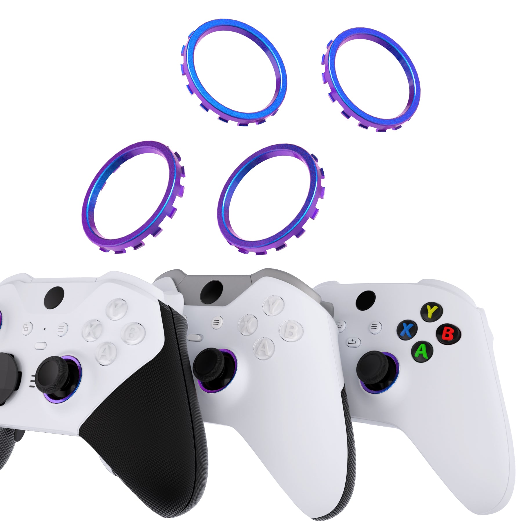 eXtremeRate Chameleon Purple Blue Custom Accent Rings for Xbox Elite Series 2 Core/Elite Series 2/Xbox One Elite Controller - Compatible with eXtremeRate ASR Shell for Xbox Series X/S - Gaming Accessories for Enhanced Customization & Style