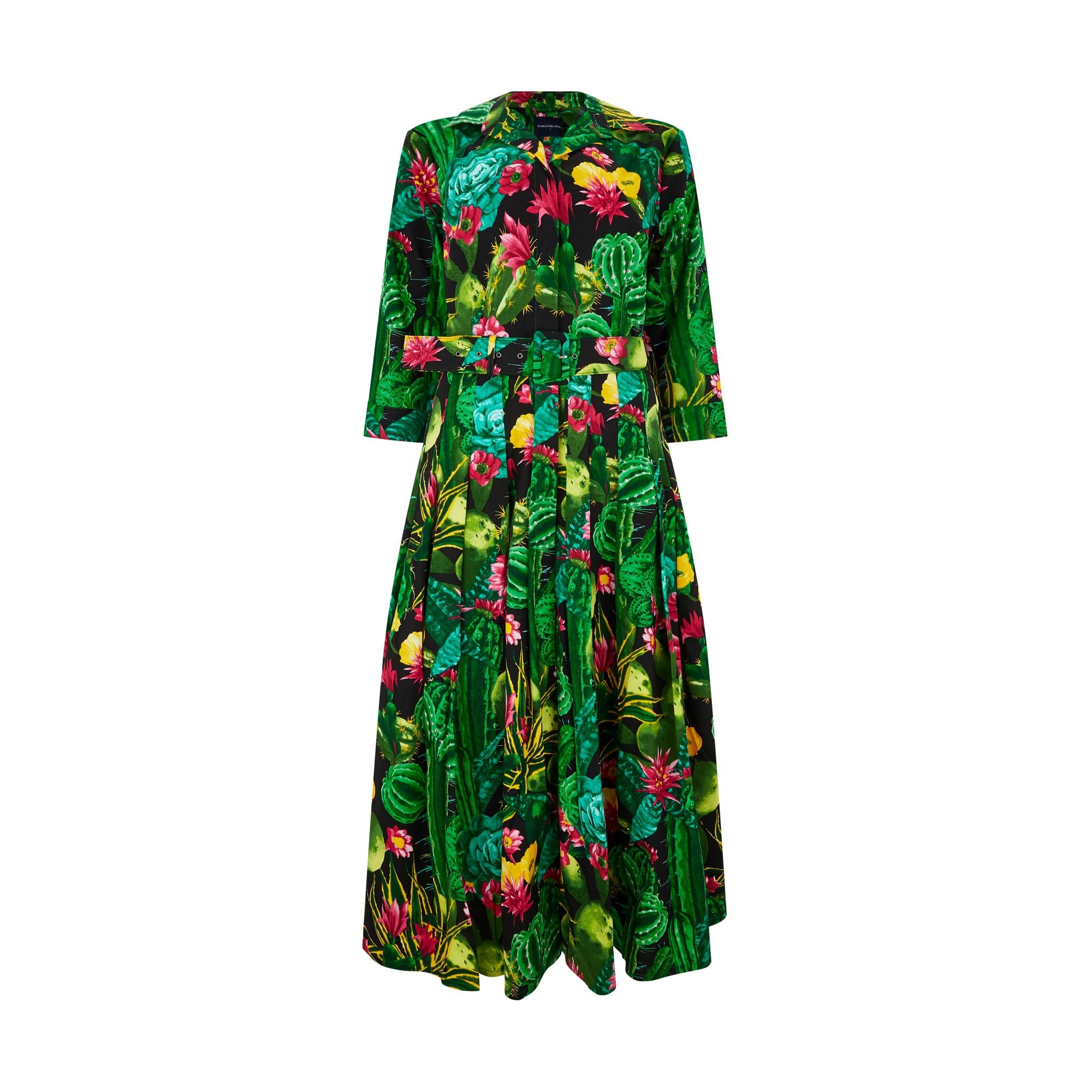 Audrey Tropical Cactus Print Summer Dress - Women's Flowy Boho Maxi Dress for Beach Vacation, Pool Party & Casual Outings