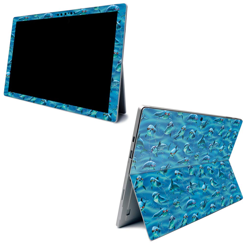 MightySkins Vinyl Decal Wrap Cover for Microsoft Surface Pro 7 - Dolphin Gang Design | Protective & Durable Skin | Easy to Apply & Remove | Made in USA | Perfect for Work, School & Travel Protection