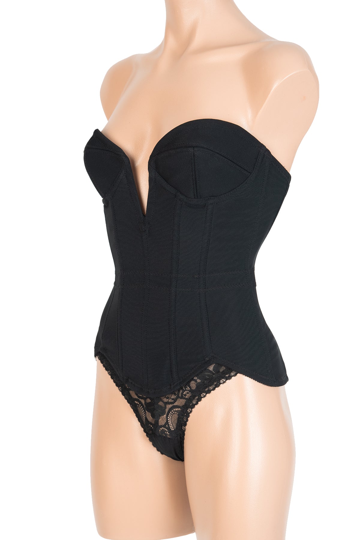Sexy Deep V Stretch Corset for Women - Lace Up Bustier Top for Burlesque, Halloween & Cosplay - Perfect for Night Out, Date Night & Boudoir Photography