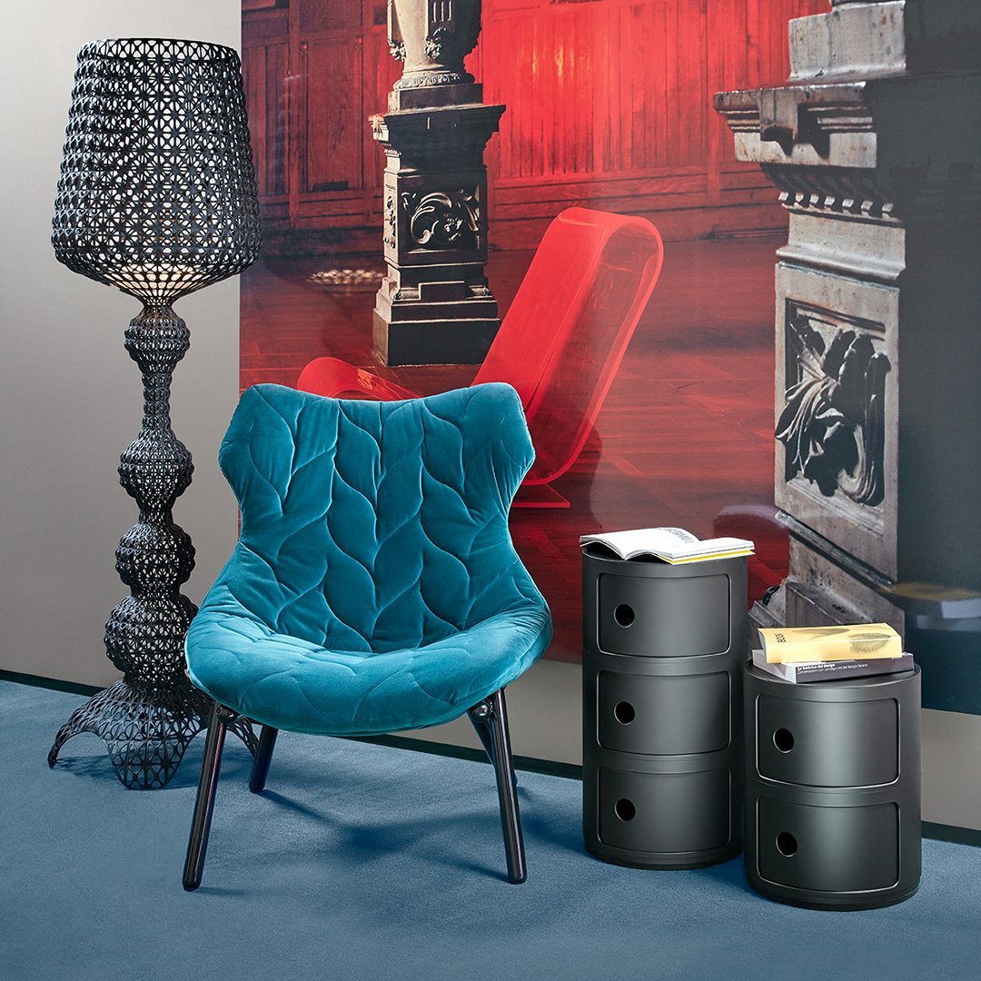 Componibili Round 2-Door Storage Tower - Modern Modular Cabinet for Bedroom, Living Room & Office Organization