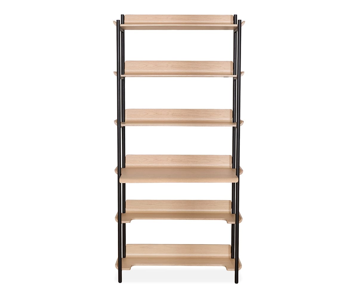 Freya 6-Shelf Oak Bookcase with Built-in Desk - Perfect for Home Office, Study Room & Dorm Organization