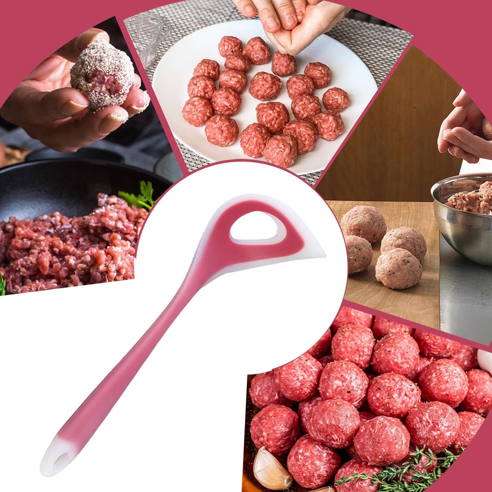 2PCS Non-Stick Silicone Meatball Scoop & Maker with Handles - Quick & Easy Meatball Press Spoon for Fish Balls, Meatballs - Perfect for Home Cooking, Meal Prep & Party Food Serving
