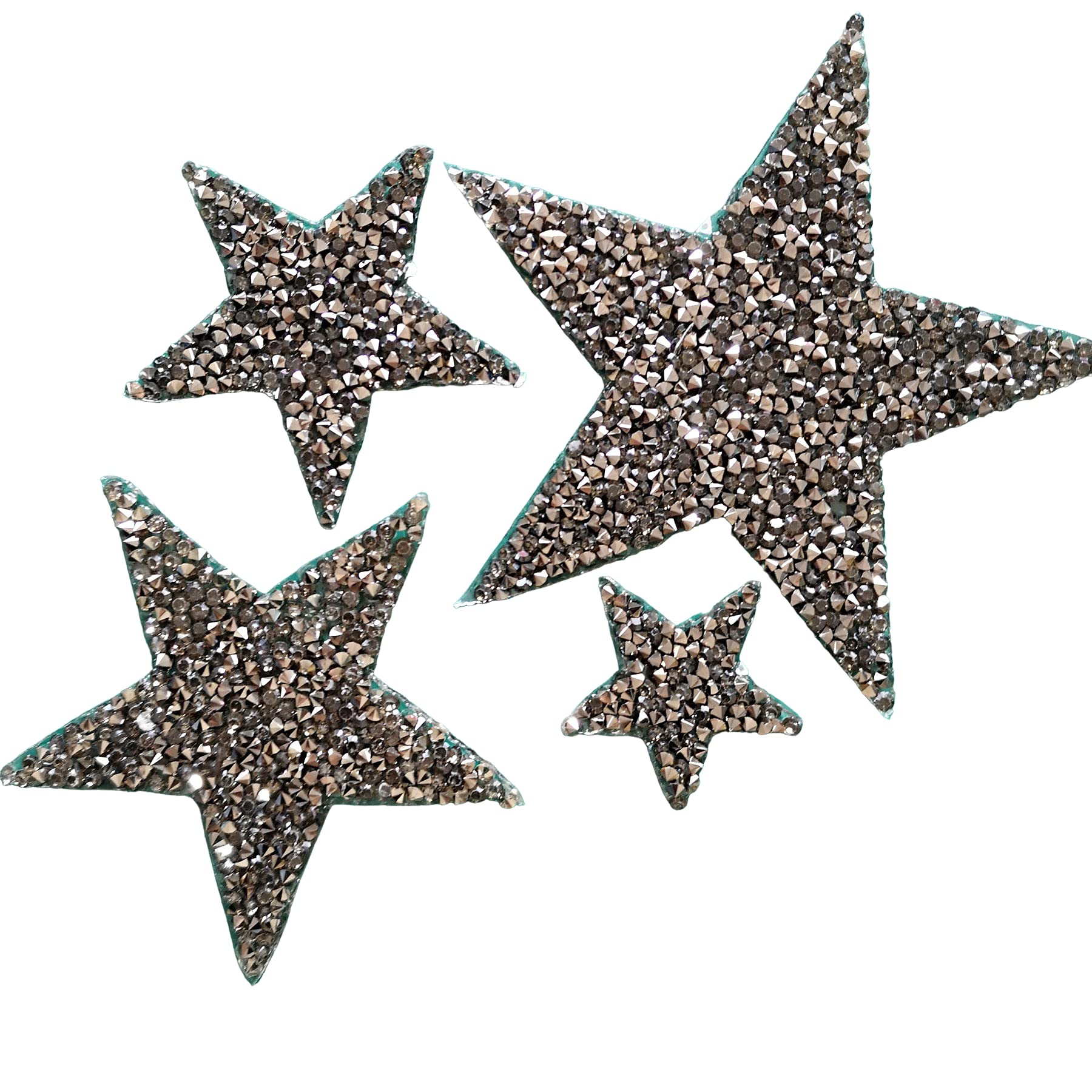 16-Pack Grey Rhinestone Star Iron-On Patches - Heat Transfer & Sew-On Glitter Appliques for Clothes, DIY Crafts, Costumes & Accessories | Perfect for Jeans, Jackets, Bags & Dance Costume Embellishment
