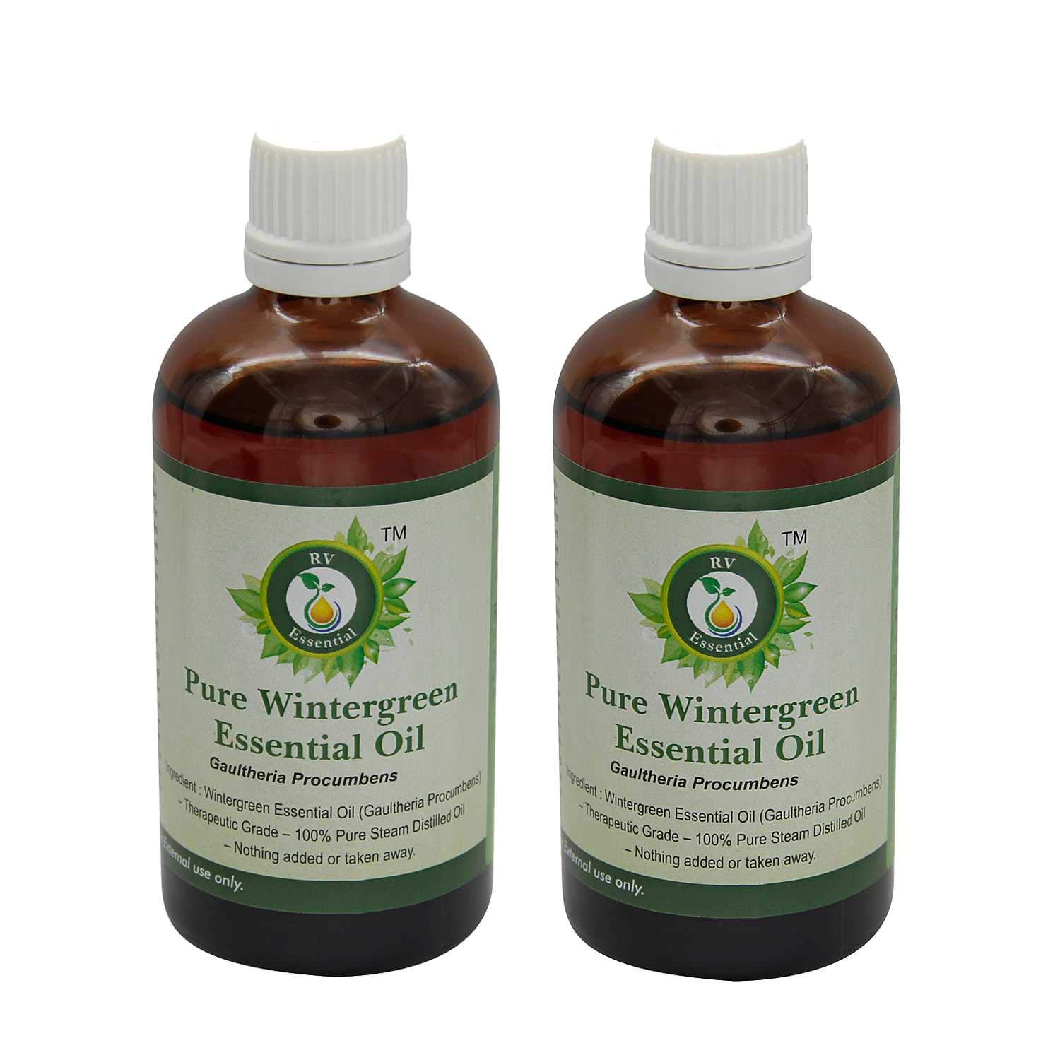Pure Wintergreen Essential Oil (50ml x 2) - 100% Natural Gaultheria Procumbens Oil for Aromatherapy, Massage & Pain Relief - Premium Grade Therapeutic Essential Oils for Diffusers, Skincare & DIY Blends