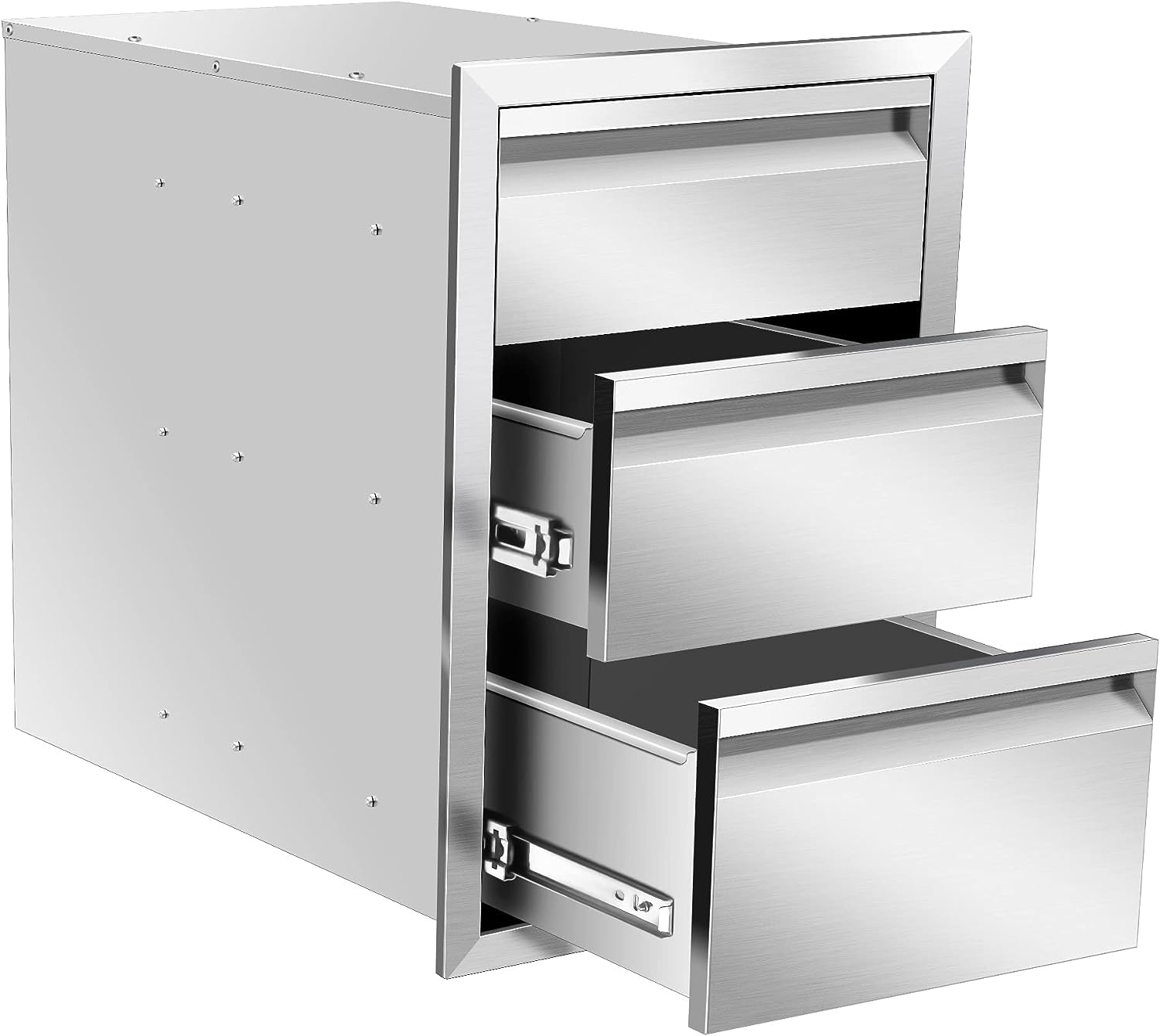 Premium Stainless Steel BBQ Drawer for Outdoor Kitchen - Single Flush Mount Storage Cabinet with Handles (14