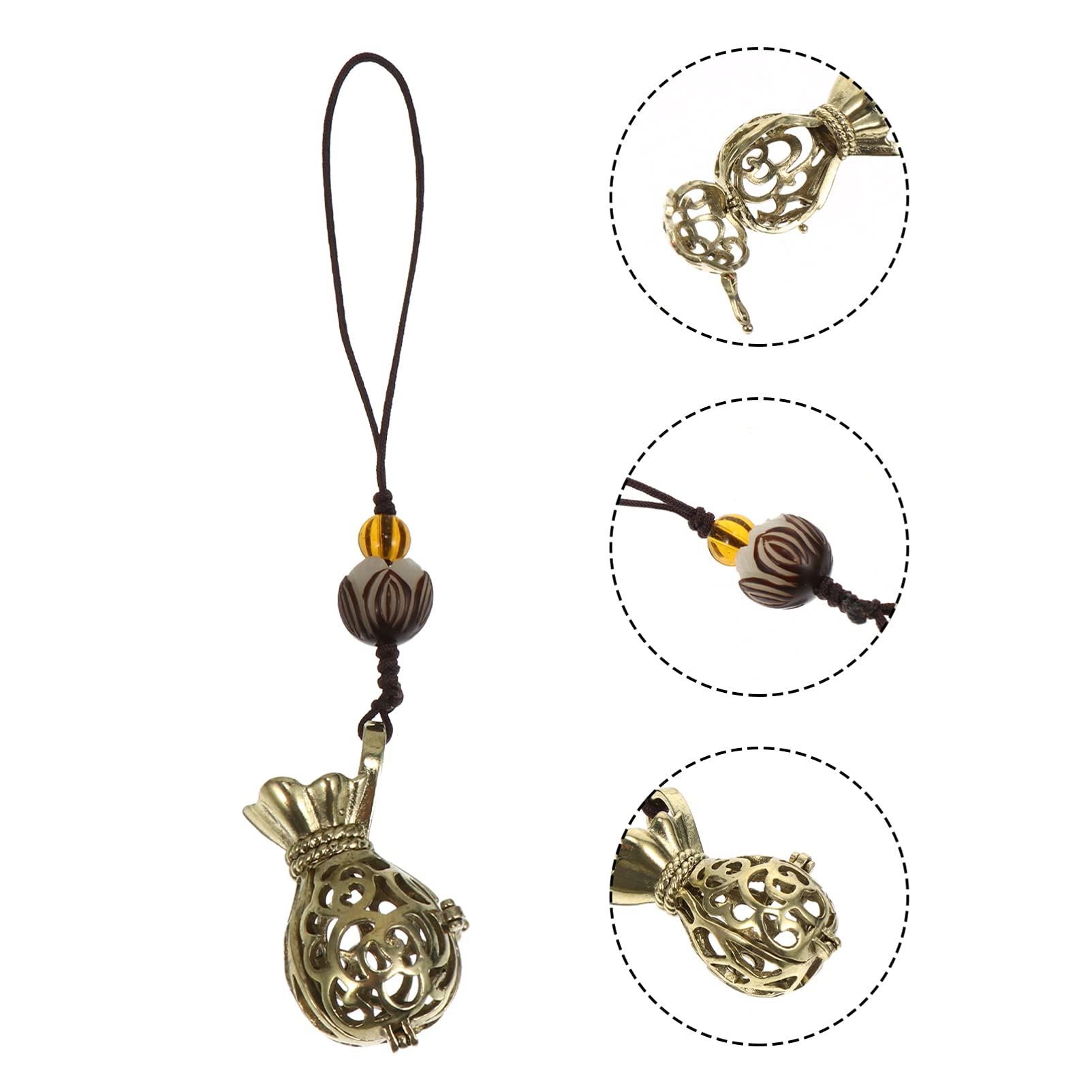 EXCEART Feng Shui Pendant Keychain - Essential Oil Diffuser, Car & Phone Charm, Bronze Ornament for Students - Perfect for Home Decor, Gifts, and Personal Accessories