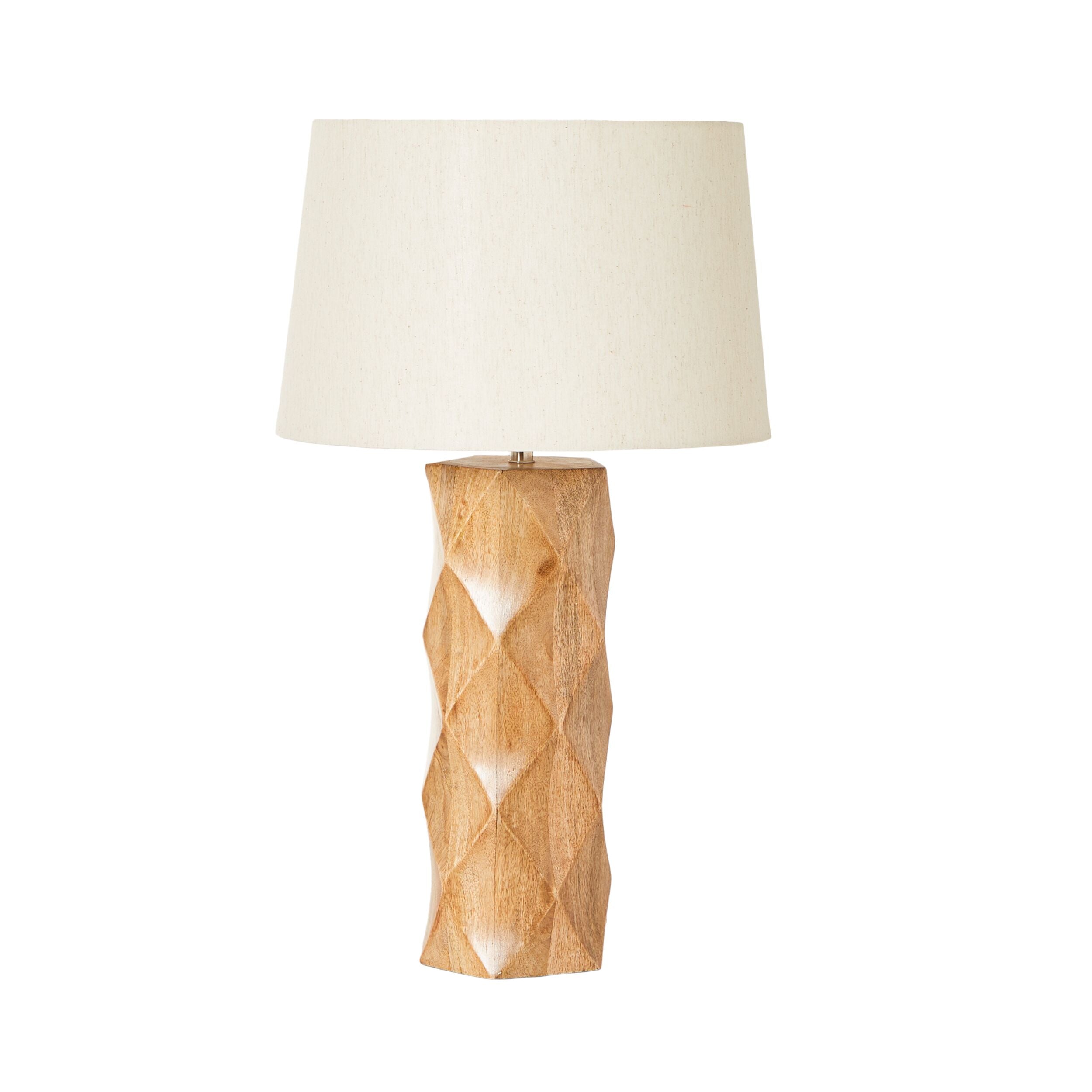 Basma 65cm Wooden Table Lamp - Handcrafted Modern Bedside & Living Room Lighting for Home Decor