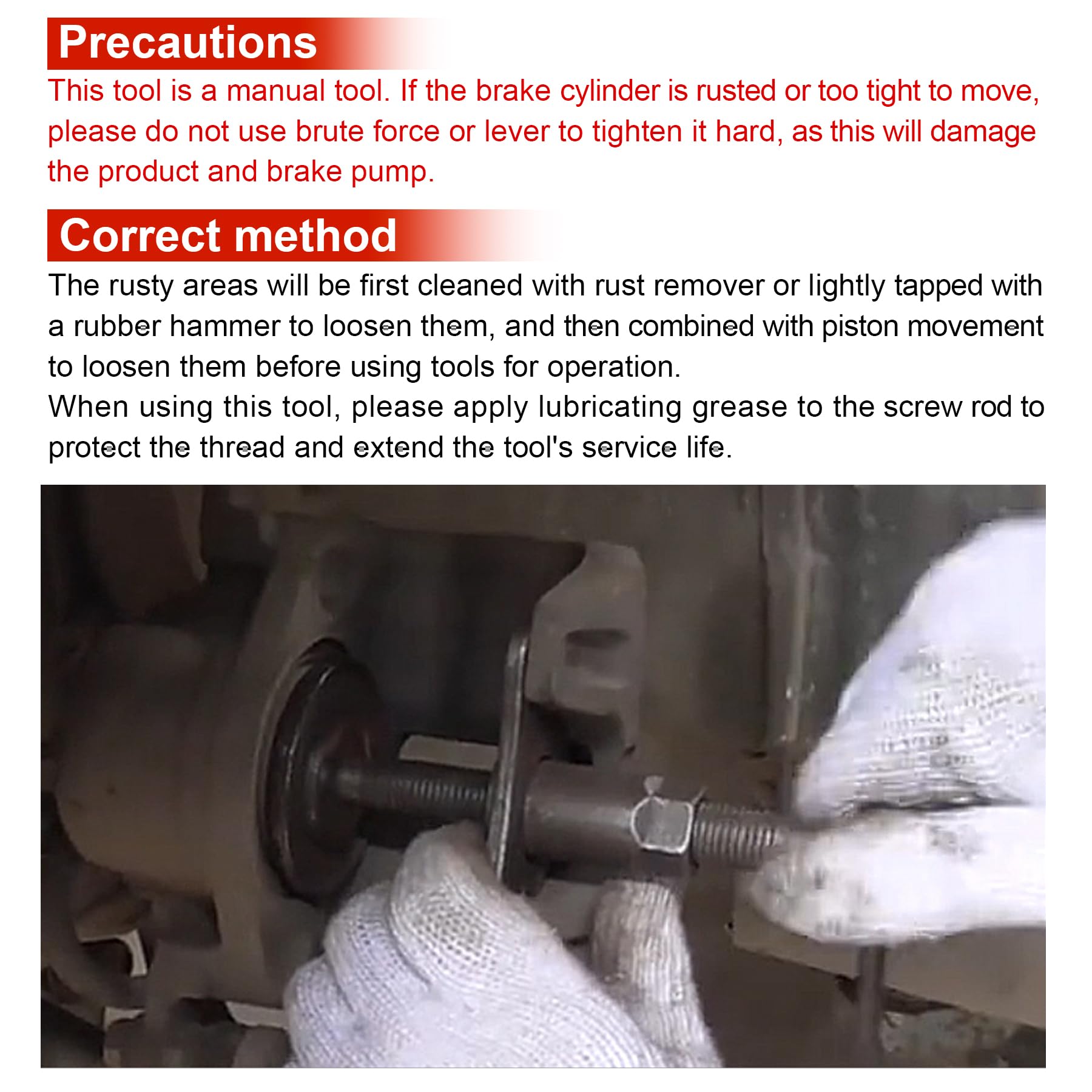 Brake Caliper Piston Rewind Tool Kit - Professional Rear Brake Pad Wind Back Tool for Disc Brake Replacement - Right Handle Brake Caliper Compressor for Car & Truck Maintenance - Perfect for DIY Mechanics & Auto Repair Shops