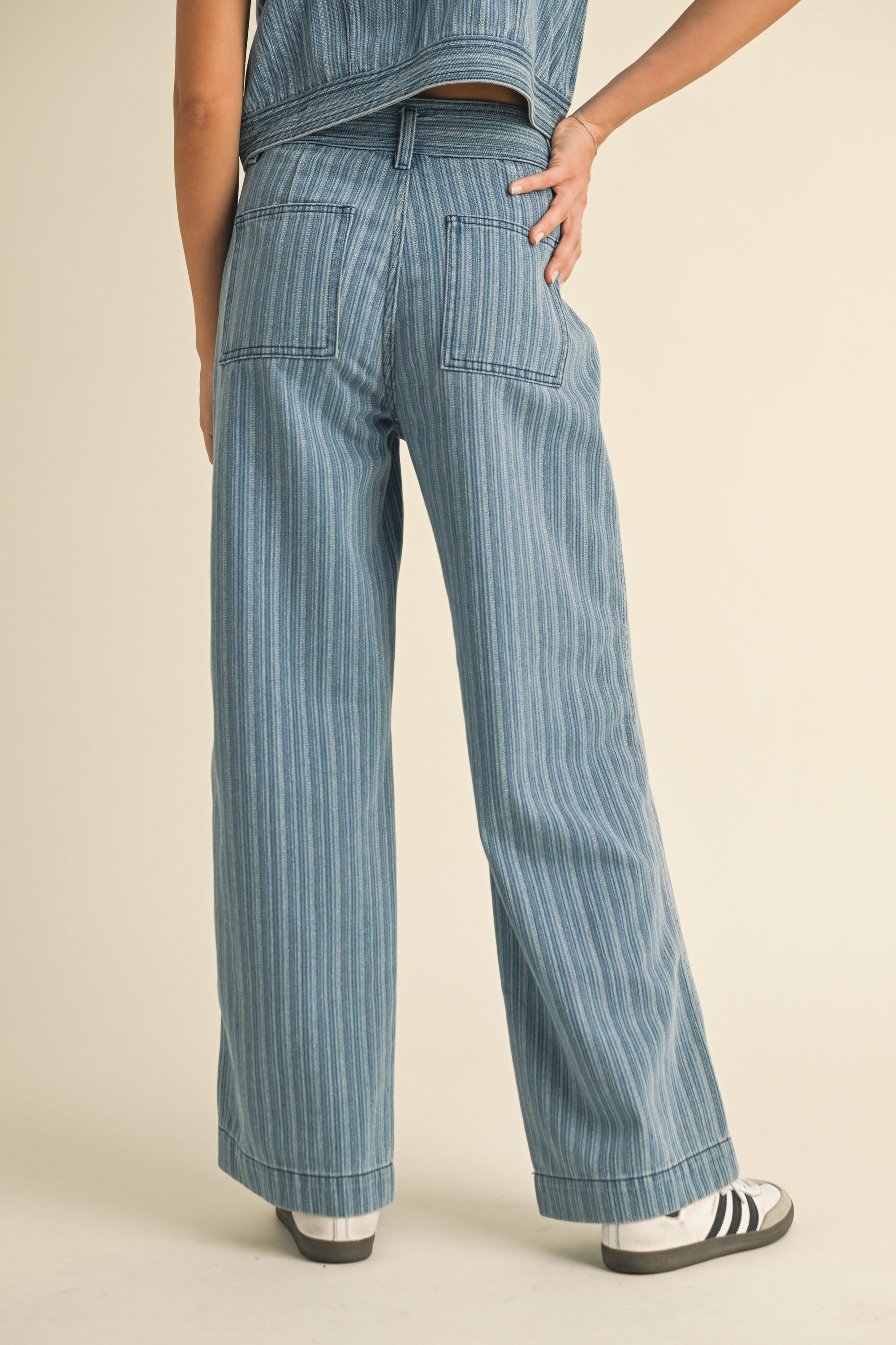 Stylish Stripe Denim Jacquard Pants for Women - Trendy High Waist Skinny Jeans with Stretch - Perfect for Casual Outfits, Office Wear & Night Out