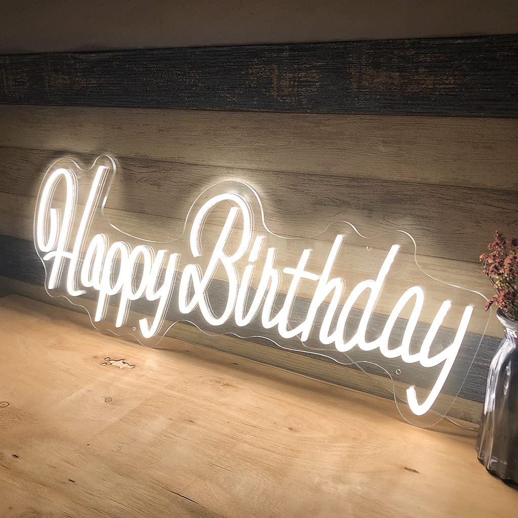 Happy Birthday LED Neon Sign - Customizable Neon Light for All Ages, Home & Hotel Party Decor - Perfect Birthday Gift (21.6x8.2 Inches) - Ideal for Indoor Celebrations, Anniversaries & Special Events