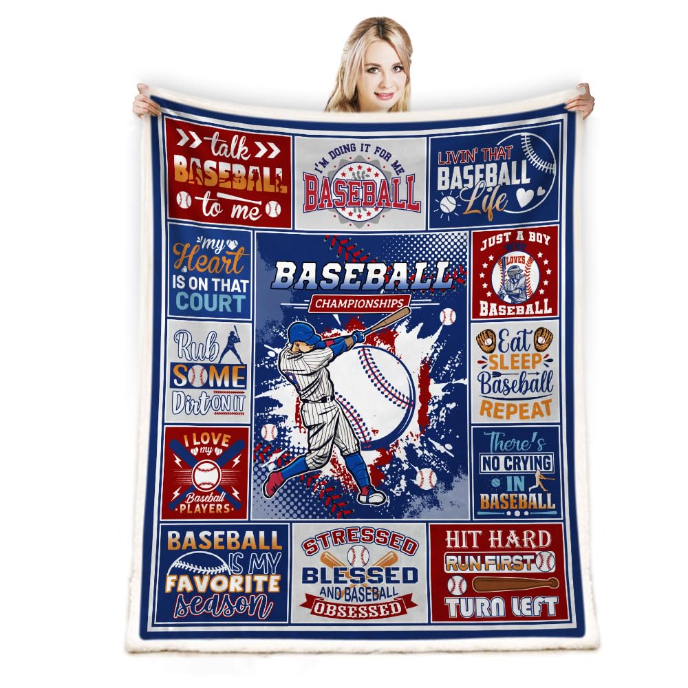 Peakman Baseball Blanket - Soft & Cozy Sports Blanket for Outdoor Games, Picnics, and Camping - Perfect for Baseball Fans, Stadium Use, and Home Decor