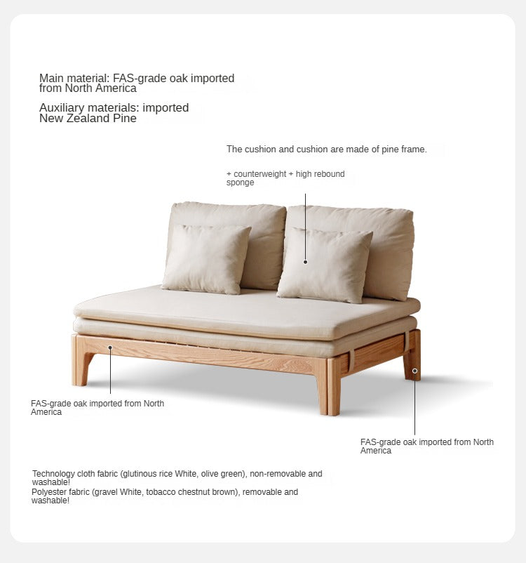 Oak Solid Wood Sofa Bed - Convertible Sleeper Sofa for Small Spaces | Perfect for Apartments, Guest Rooms & Home Offices