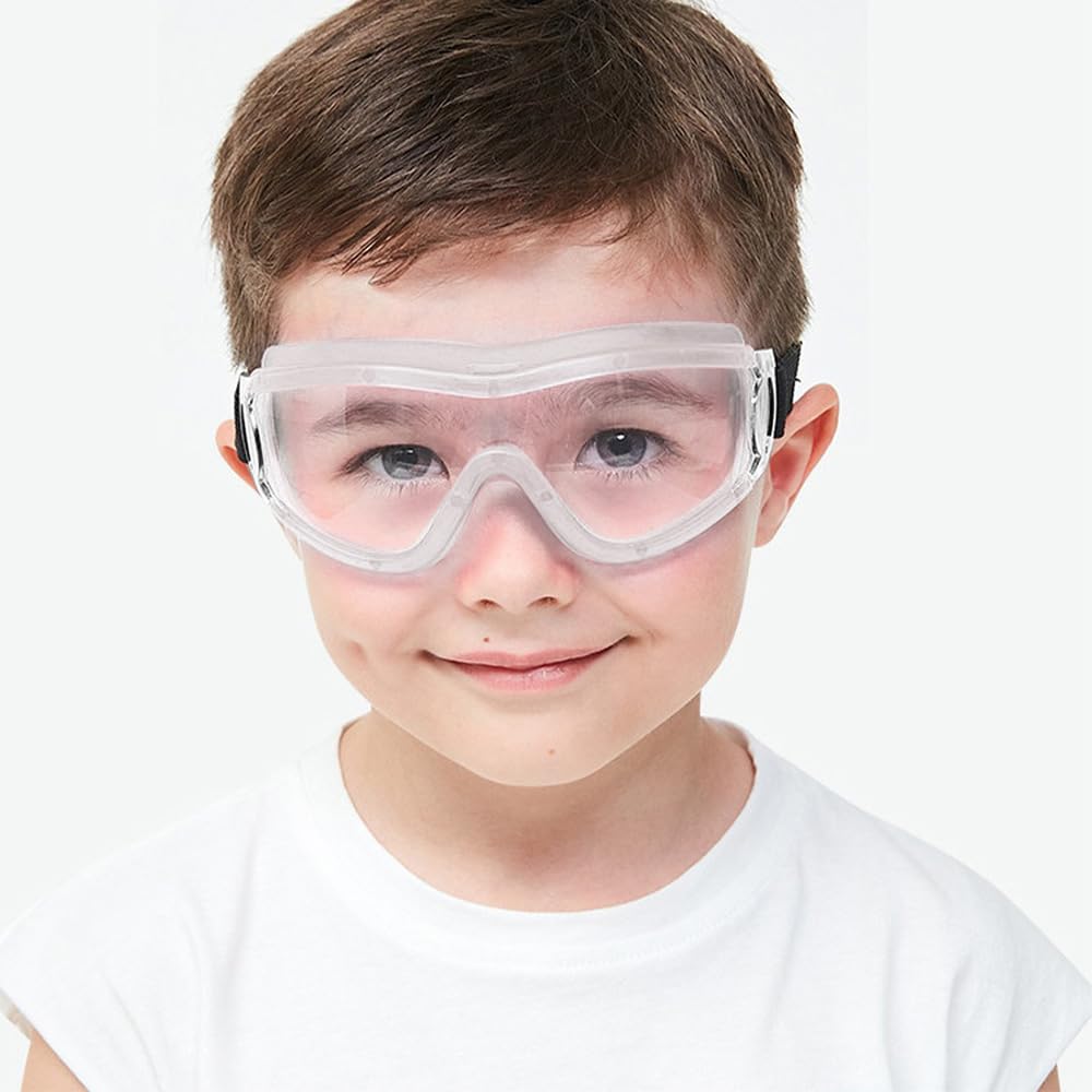 Kids Safety Goggles for Toddlers - UV Protection & Anti-Fog Clear Lens with Cleaning Cloth | Perfect for Science Labs, Swimming & Outdoor Activities