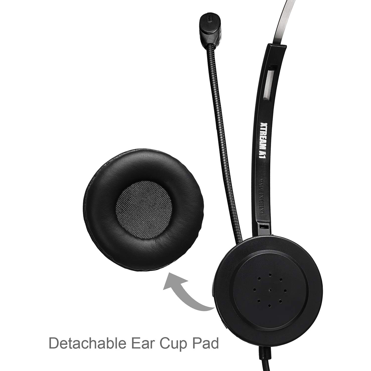 Adesso Xtream P1 Single-Sided USB Wired Headset with Adjustable Noise Canceling Microphone - Perfect for Online Meetings, Gaming & Call Centers | Comfortable PC Headphones for Work from Home & Remote Teams