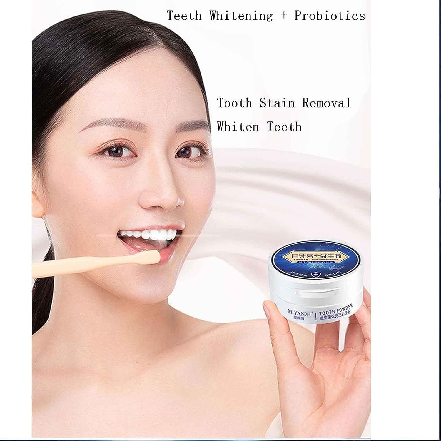 Miyanxi Teeth Whitening Powder - Natural Dental Stain Remover for Brighter Smile | Effective Teeth Stain Removal & Whitening | Perfect for Daily Oral Care & Coffee/Tea Drinkers