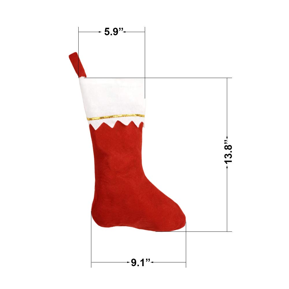 Large Red and White Christmas Stockings - 5 Pack DIY Non-Woven Holiday Stocking Kits for Fireplace, Tree Decor | Personalized Xmas Party Decorations | Perfect for Home, Office, and Gift Exchanges