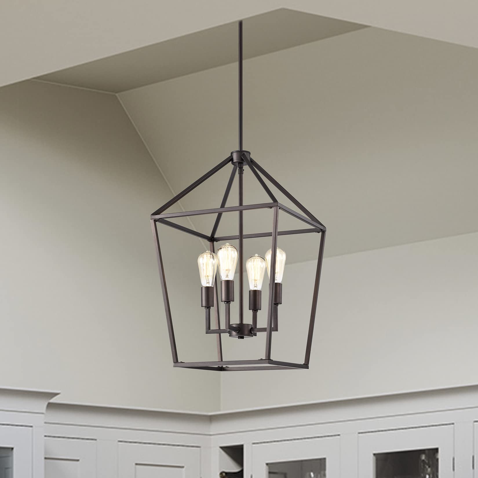 MICSIU 900004 Oil Rubbed Bronze Pendant Light Fixture - E26 Base Hanging Chandelier for Kitchen Island, Dining Room & Living Room - Perfect for Table Lighting, Home Decor & Modern Interior Design