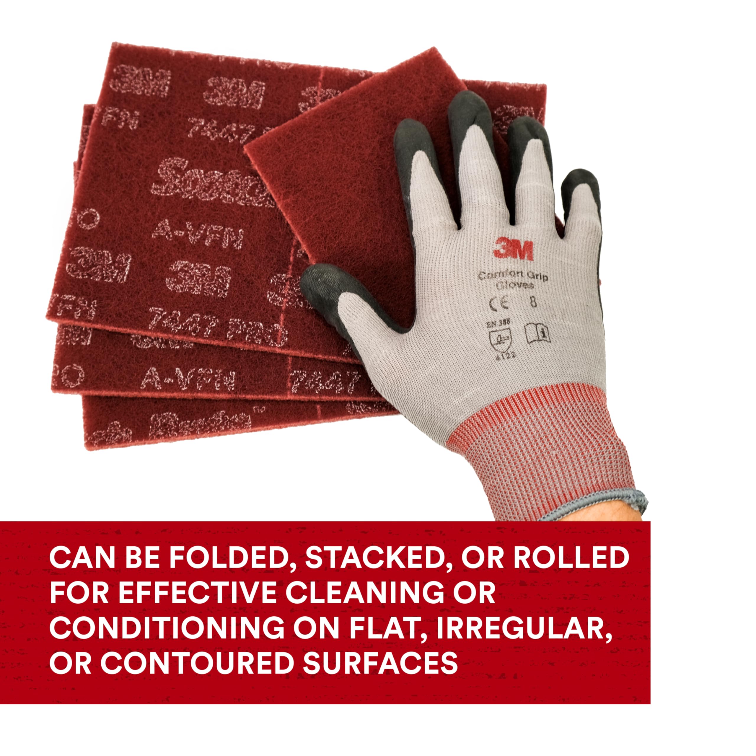 3M Scotch-Brite 7447B Pro Hand Pad - 60-Pack Fine Grade 6
