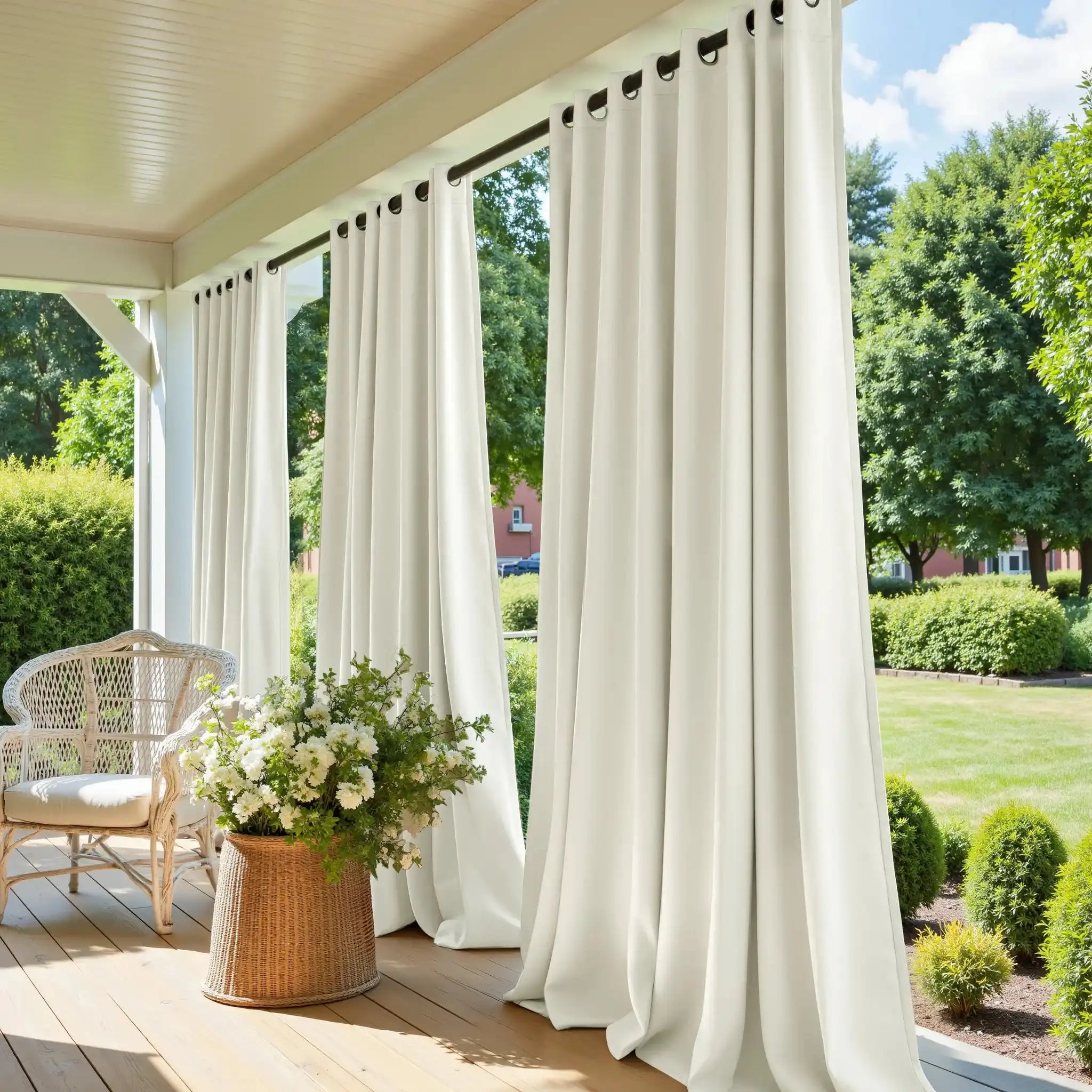 Premium Solid Acrylic Outdoor Curtains - Waterproof & UV Resistant Patio Drapes for Porch, Deck, and Poolside Privacy - Heavy Duty Weatherproof Window Treatments for Sun Protection and Decoration