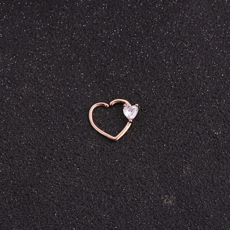 18K Rose Gold Heart Daith Hoop Earrings for Women - Minimalist Cartilage Piercing Jewelry - Perfect for Valentine's Day Gifts & Everyday Wear | HSER8511