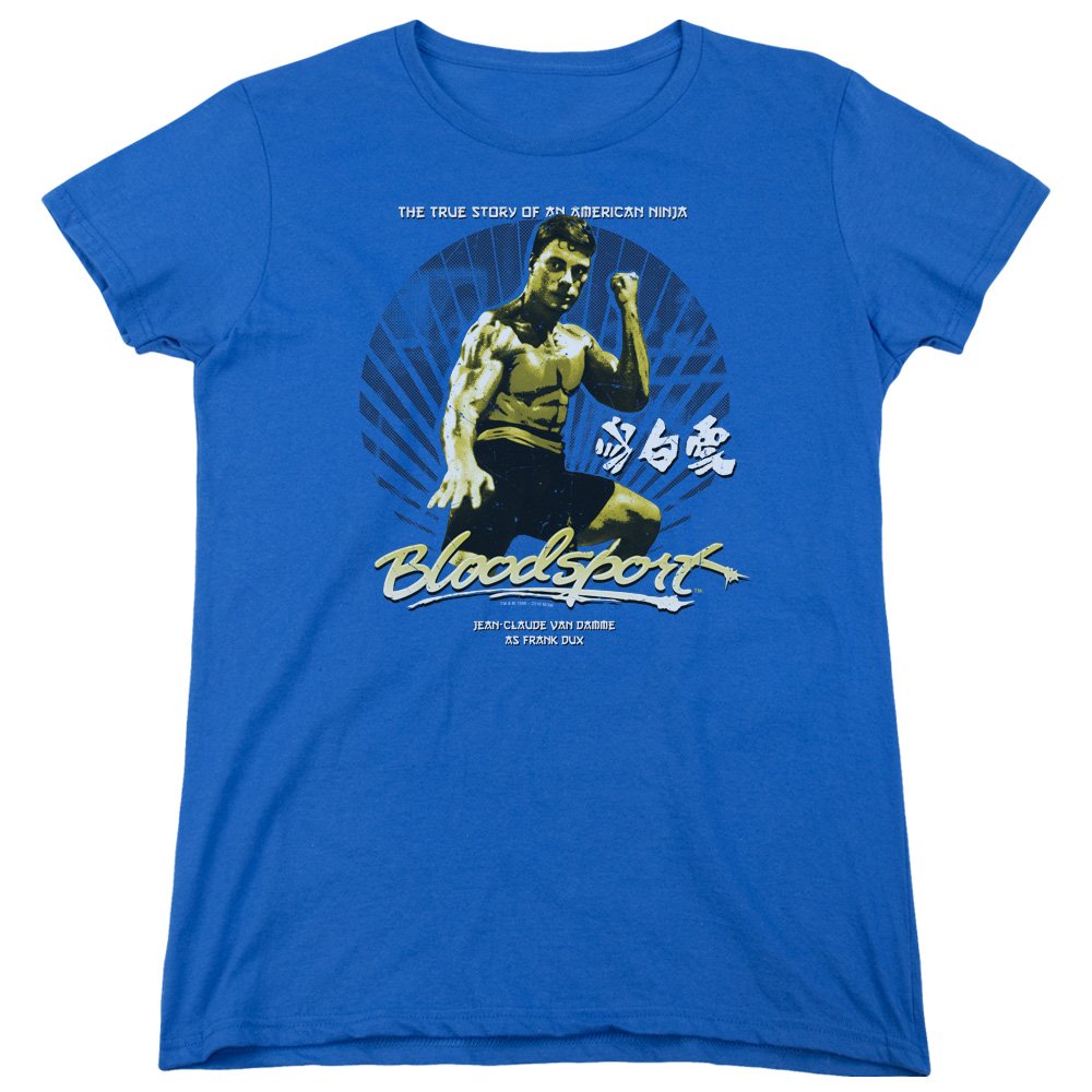 Trevco Bloodsport American Ninja Women's T-Shirt | Vintage Action Movie Graphic Tee | Gym, Workout & Casual Wear