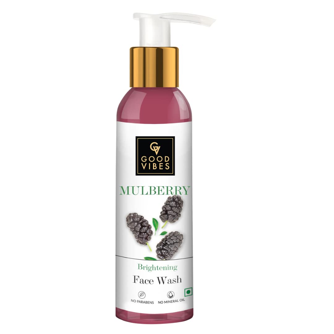 Good Vibes Mulberry Brightening Face Wash 120ml - Evens Skin Tone, Deeply Cleanses & Moisturizes | Natural Formula for All Skin Types | Paraben-Free, No Mineral Oil, Cruelty-Free | Perfect for Morning & Night Skincare Routine