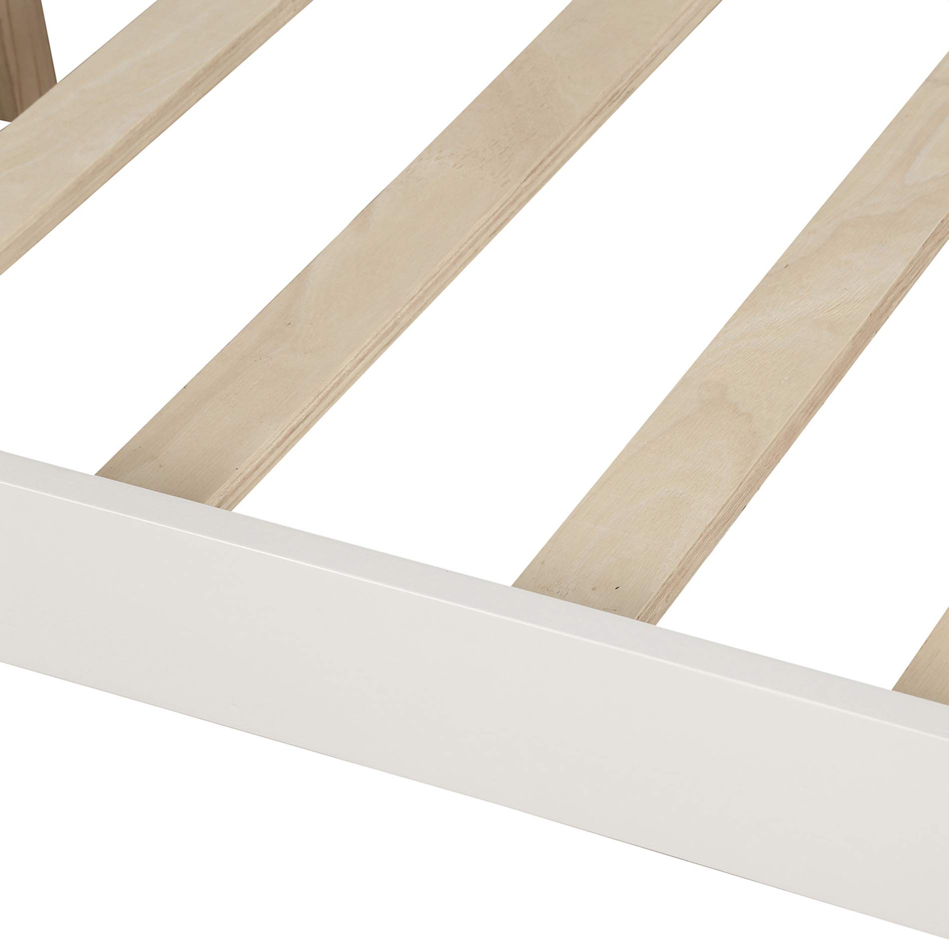 Modern Ivory White Full Size Merax Daybed with Wooden Slats & Rails - Sturdy Support for Living Room, Guest Room or Home Office (Space-Saving Sleeper Sofa Alternative)