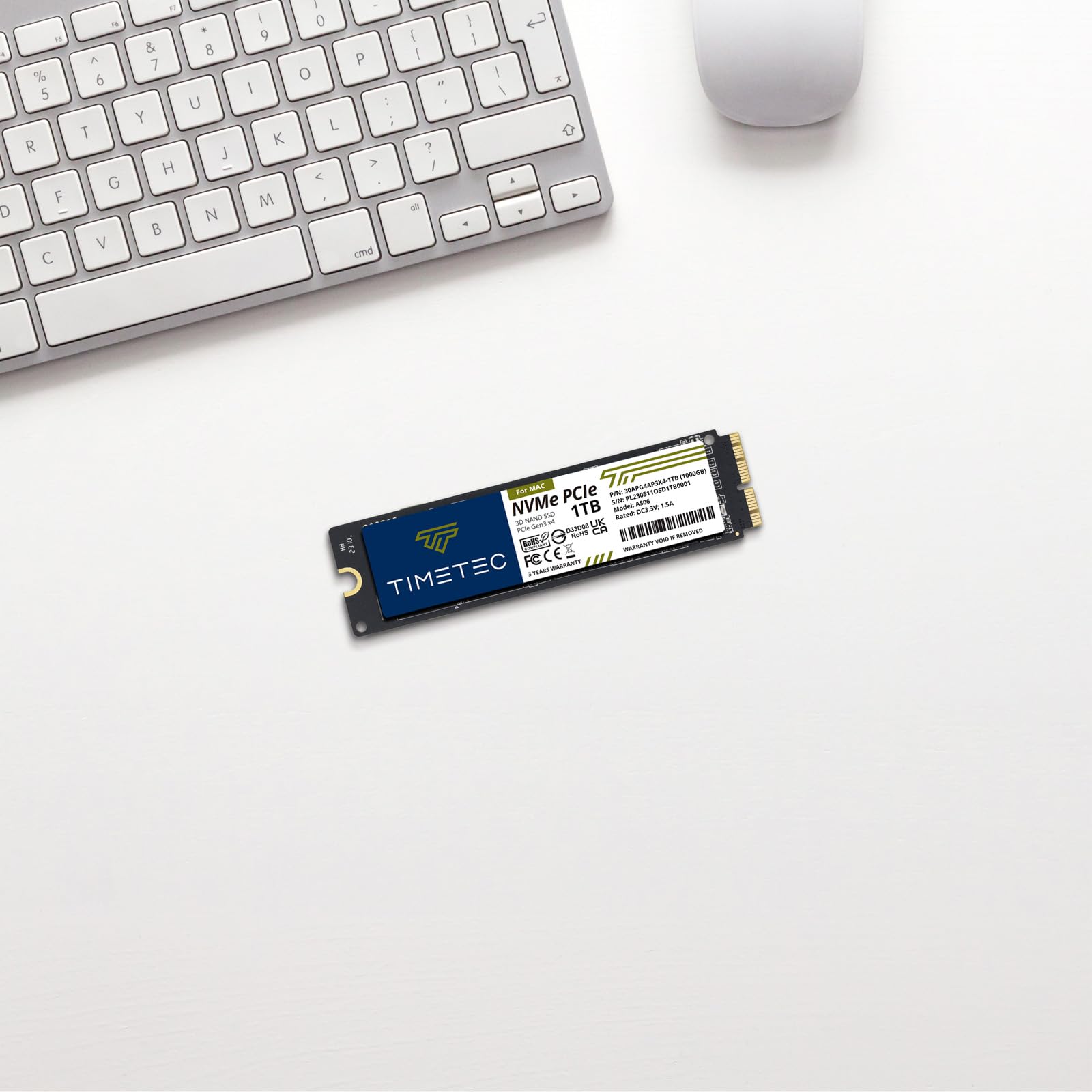 Timetec 1TB SSD NVMe PCIe Gen3x4 3D NAND TLC for Mac - Up to 1,900MB/s Read Speed - Compatible with MacBook Air/Pro, iMac, Mac Pro & Mac Mini (2013-2019) - Perfect for Gaming, Video Editing & Fast Boot Times