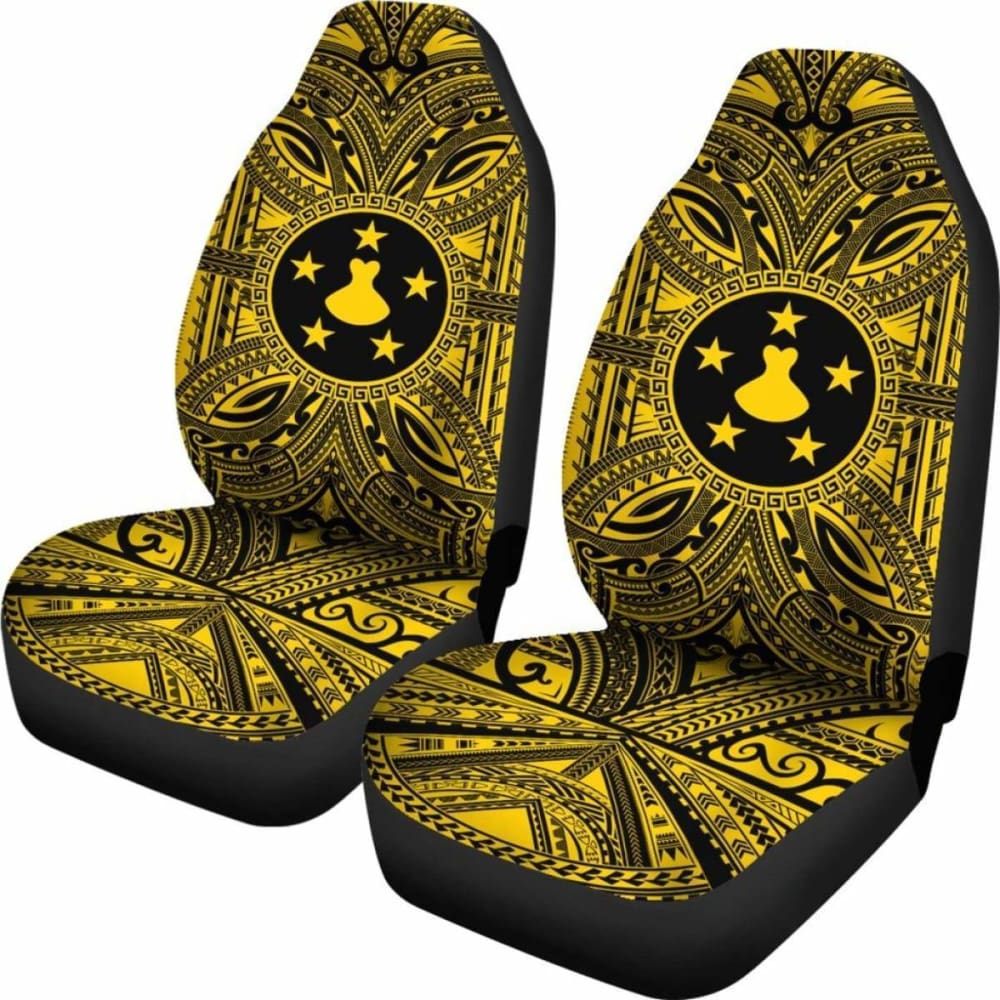 Premium Austral Islands Car Seat Cover - Polynesian Gold & Black Design with Coat of Arms | Waterproof & Non-Slip Protection for Cars, Trucks, SUVs | Perfect for Travel, Commuting & Family Road Trips