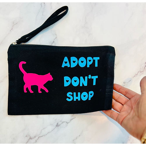 Adopt Don't Shop Pouch - Cute Animal Rescue Themed Zipper Pouch for Pet Lovers - Perfect for School, Travel & Charity Events