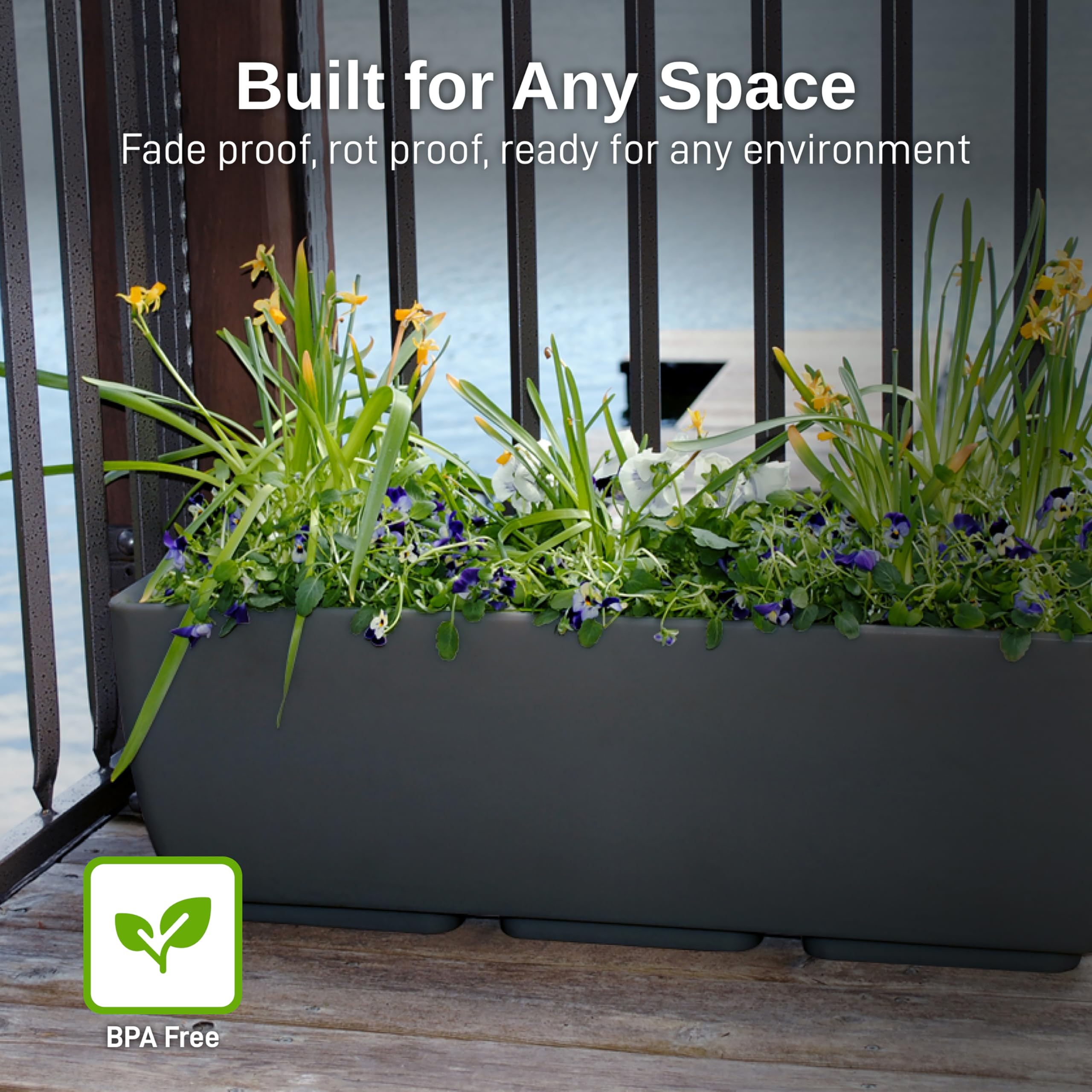 30-Inch Urban Planter Body in Graphite - Modern Indoor/Outdoor Plant Pot for Home, Office, and Garden Decor