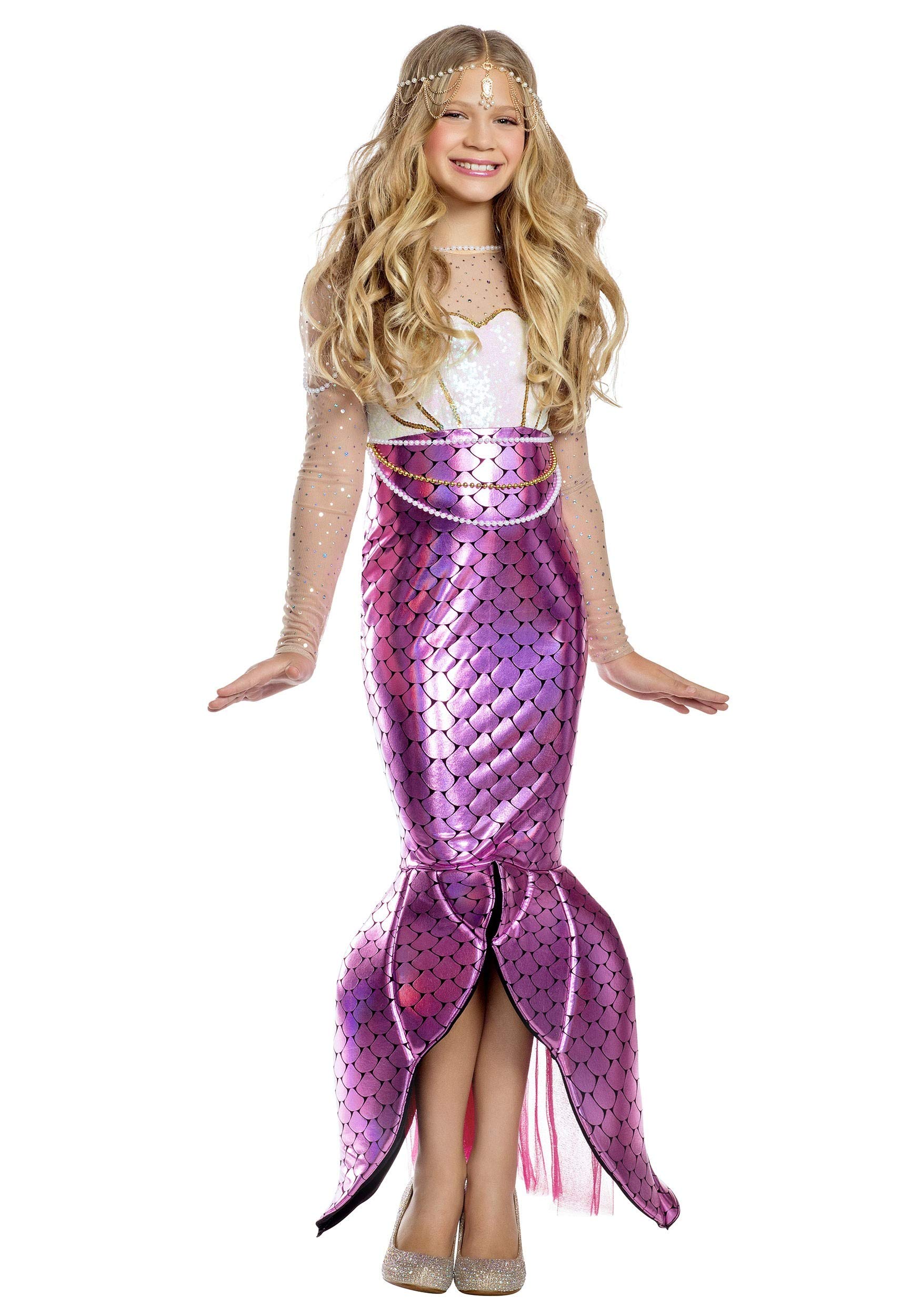 Blushing Beauty Mermaid Costume for Girls - Sparkly Princess Dress for Kids Halloween, Birthday Party, Dress Up & Photo Shoot