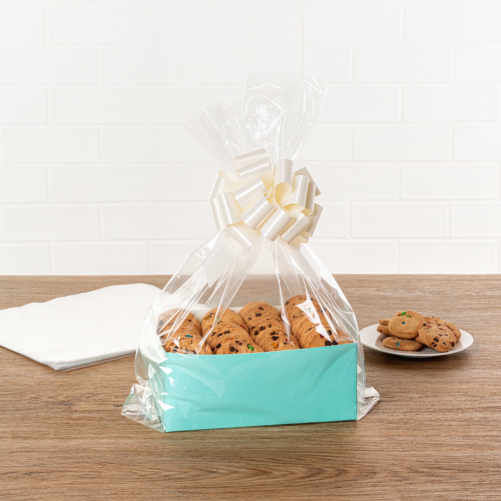 Clear Plastic Gift Basket Bags with Gusset - 12