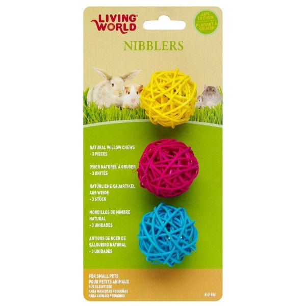 Living World Nibblers Willow Chew Balls for Small Animals - Natural Rabbit Chew Toys for Teeth, Hamster & Guinea Pig Chews - Perfect for Cage Enrichment & Dental Health