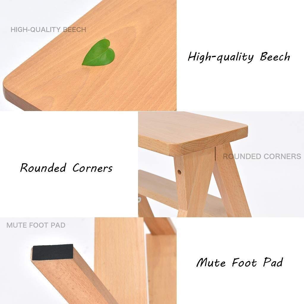 KAZUP Foldable Wooden Step Stool - Safe & Multifunctional Kitchen Ladder Chair for Home, Office, and Indoor Use | Non-Slip, Space-Saving Design for Climbing, Reaching High Shelves, and Household Tasks