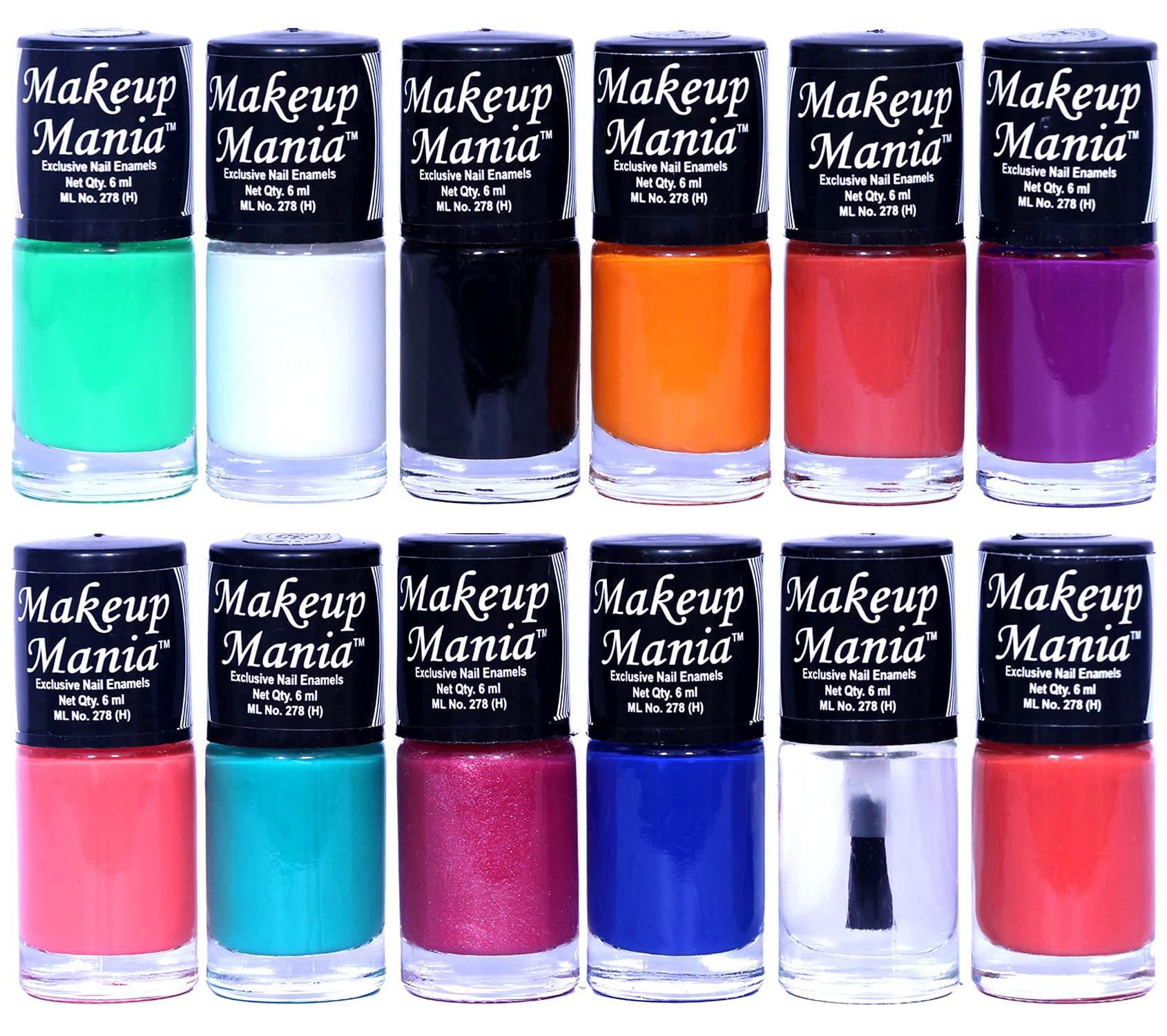 Makeup Mania 12-Piece Nail Polish Set - 6ml Each, Multicolor Combo No.93 - Long Lasting, Non-Toxic Nail Paint for Women & Teens - Perfect for Home Manicures, Parties & Gifts