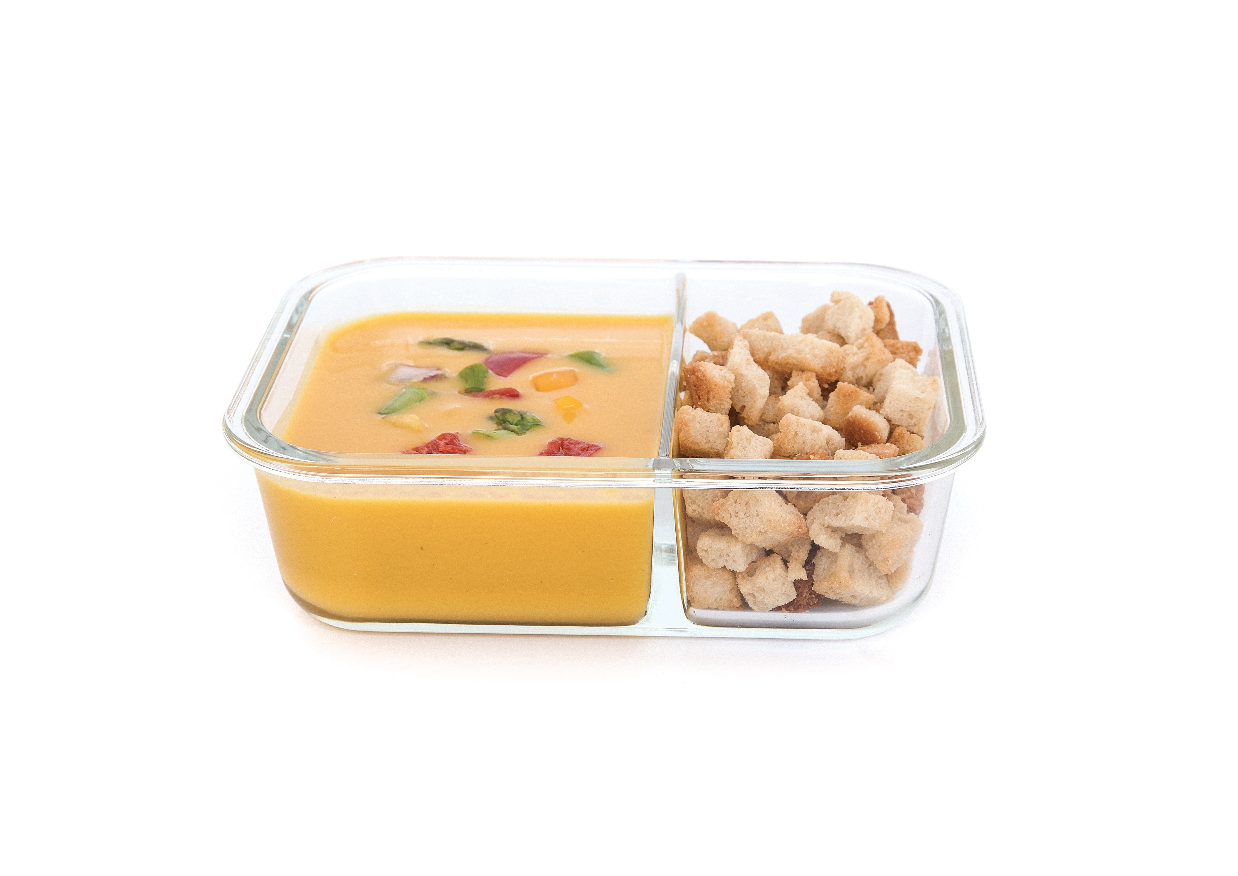 Divided Glass Food Storage Container Set - 1360ml (530ml + 830ml) for Meal Prep, Leftovers & Kitchen Organization - BPA Free Airtight Containers