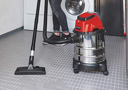 Einhell TC-VC 18V Cordless Vacuum Cleaner with Stainless Steel Tank, 3.0Ah Battery & Fast Charger - Perfect for Home, Garage, and Workshop Cleaning