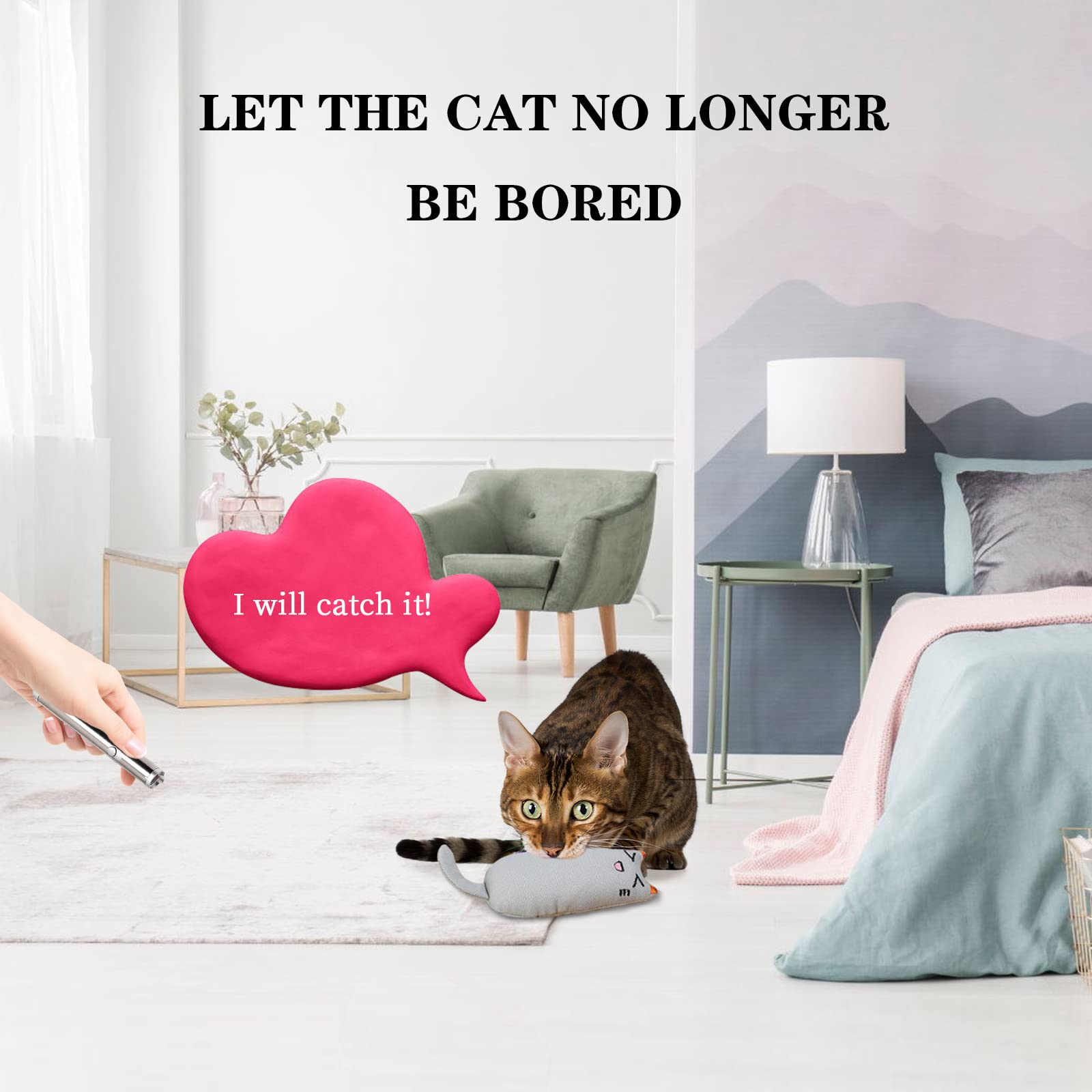 MOSNOW 2-in-1 LED Cat Laser Pointer & Catnip Toy Set - Interactive Pet Toys for Indoor Exercise & Training - Perfect for Playtime, Hunting Simulation & Bonding with Your Feline