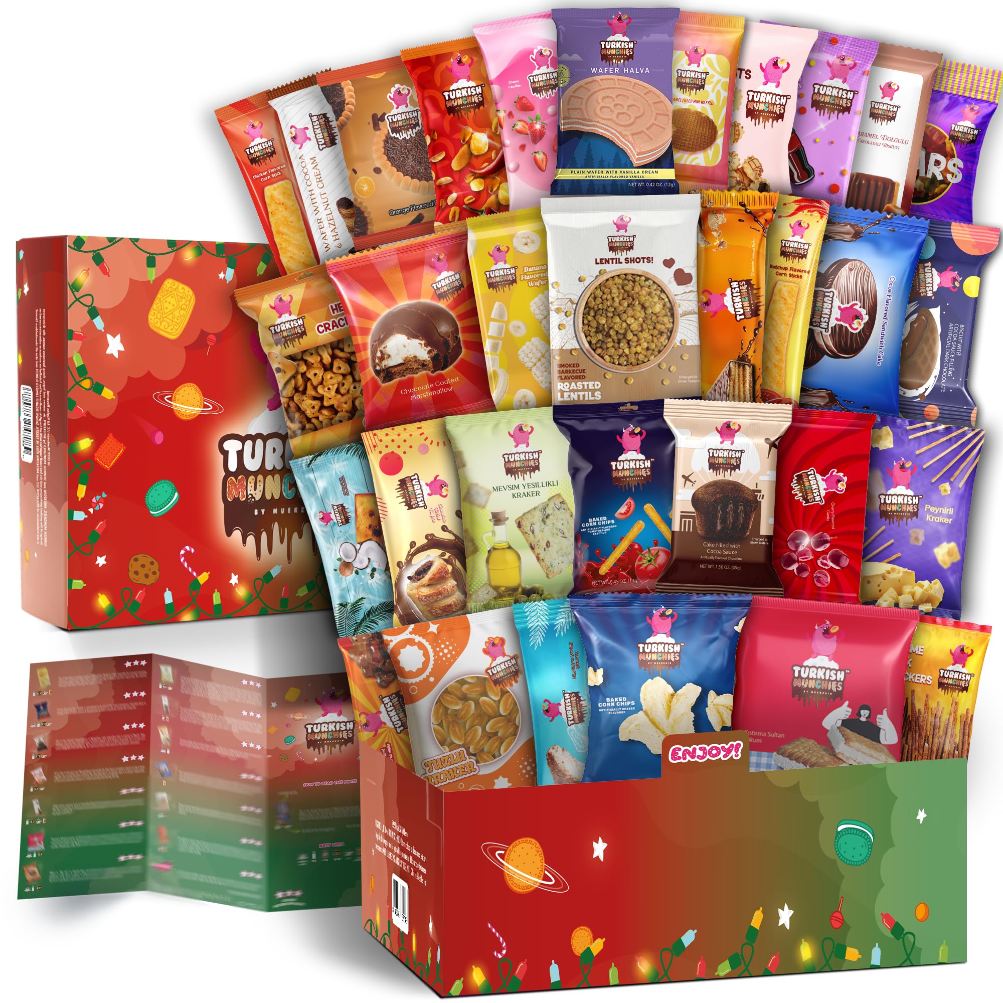 Premium International Snack Box - 32 Full-Size Exotic Snacks from Turkey & Worldwide | Unique Gourmet Candy & Food Gift Set | Perfect for Office Treats, Birthday Gifts & Cultural Food Exploration