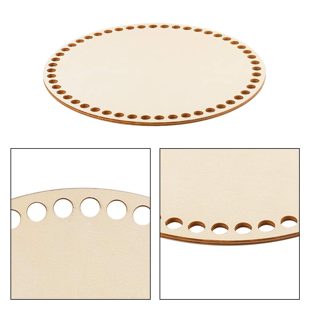 Natural Wooden Basket Base - 7.8 Inch Round Solid Crochet Basket Bottom for DIY Weaving, Craft Supplies & Home Decor | Perfect for Macrame, Yarn Crafts, Farmhouse Decor & Gift Making (Burlywood)