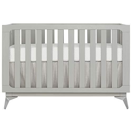 Sweetpea Baby Ultra Modern II 4-in-1 Convertible Crib in Brush Pebble Grey - Nursery Furniture for Newborns, Toddlers & Kids | Perfect for Modern Baby Rooms & Daycare Centers