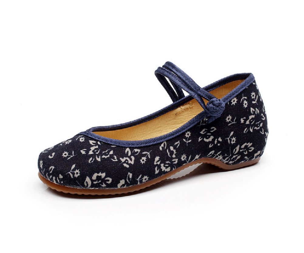 Vintage Chinese Style Embroidered Women's Mary Jane Shoes - Traditional Qipao Dress Flats for Weddings, Tea Ceremonies & Cultural Events
